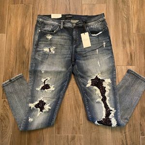 Judy Blue size 1xl with distressing and black sequins